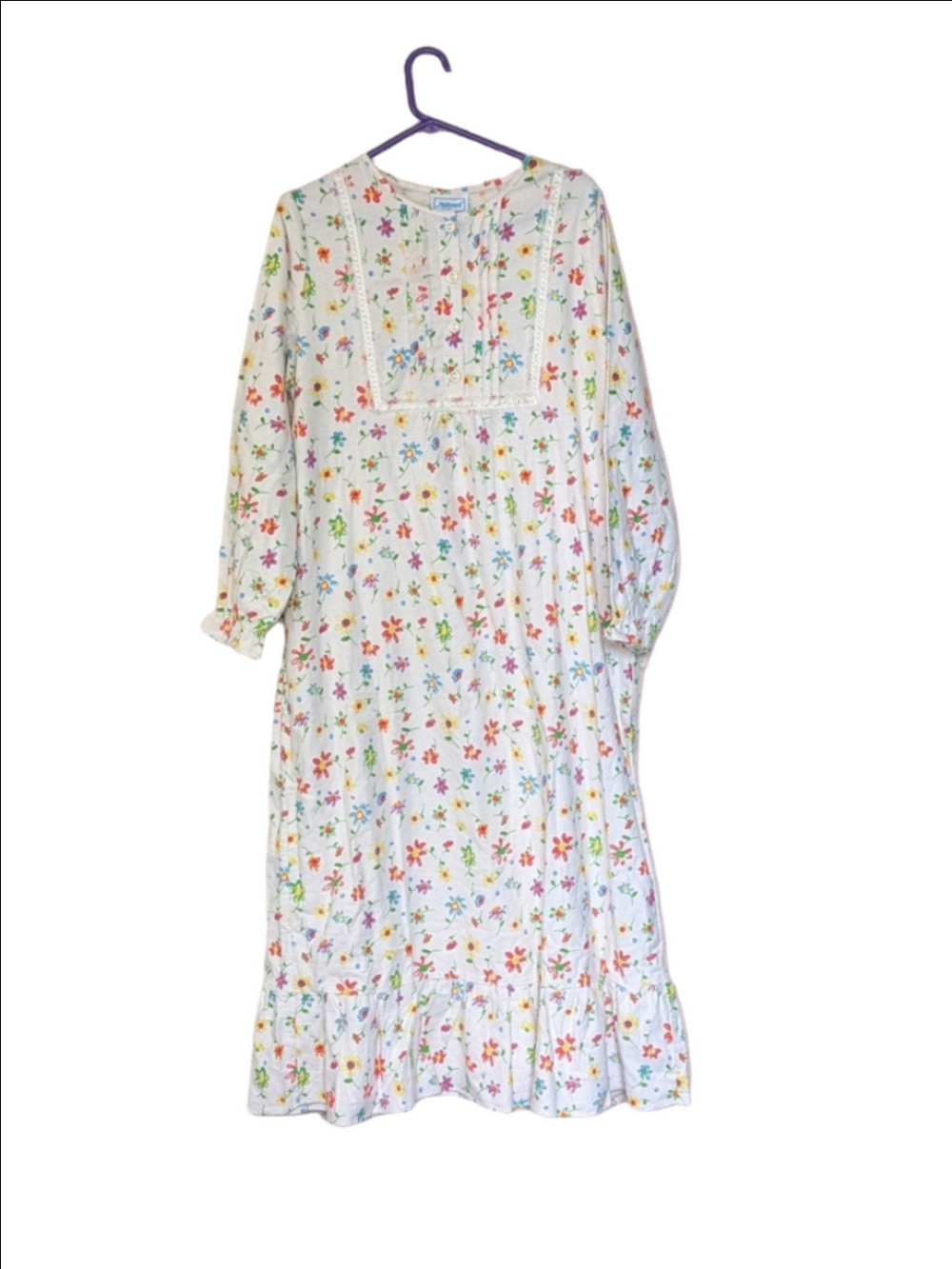 National Nightgown Floral Cotton Flannel Traditional Cozy Comfy NWOT Vintage